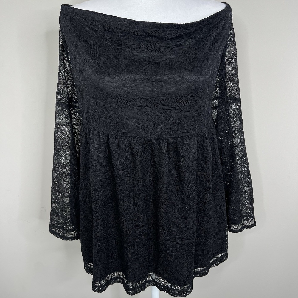 Torrid Stretch Lace Off Shoulder Bell Sleeve Plus Sz Women‎ 1 Babydoll Witchy